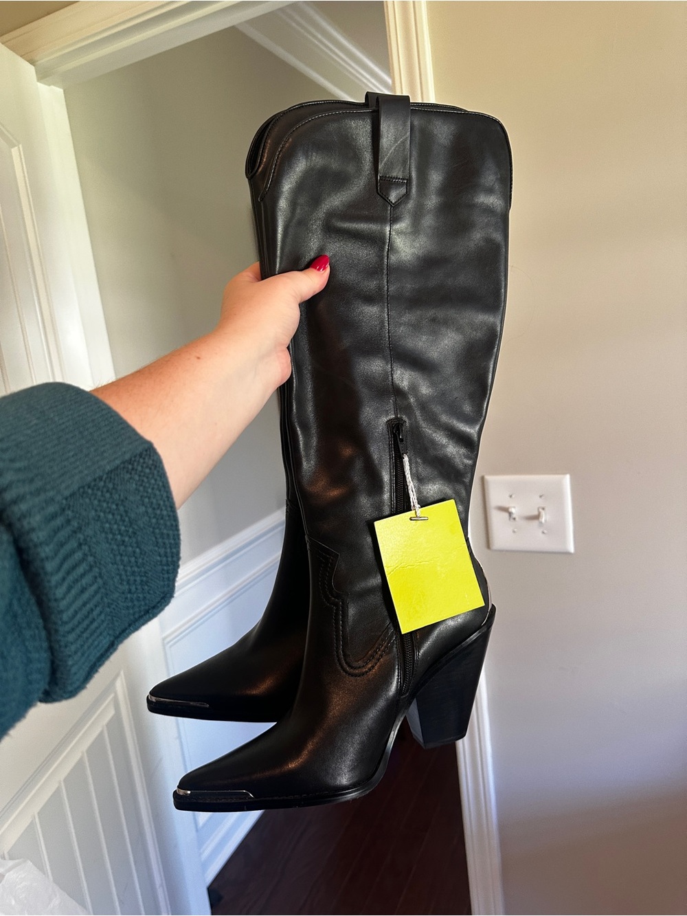 NWT! Gianni Bini Black Knee-High Boots with Chrome Detailing